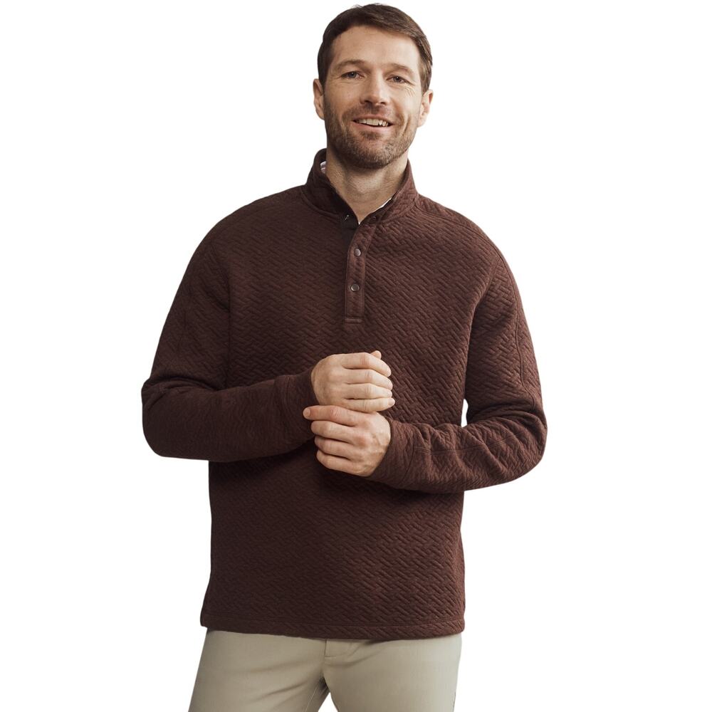 Rhone $138 Weekender Quilted Pullover Ristretto Brown Heather  Size S